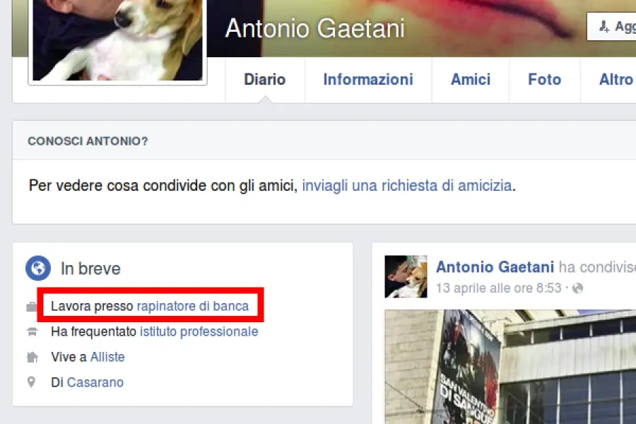 Su Facebook si definisce ''rapinatore'', tenta un colpo e viene arrestato