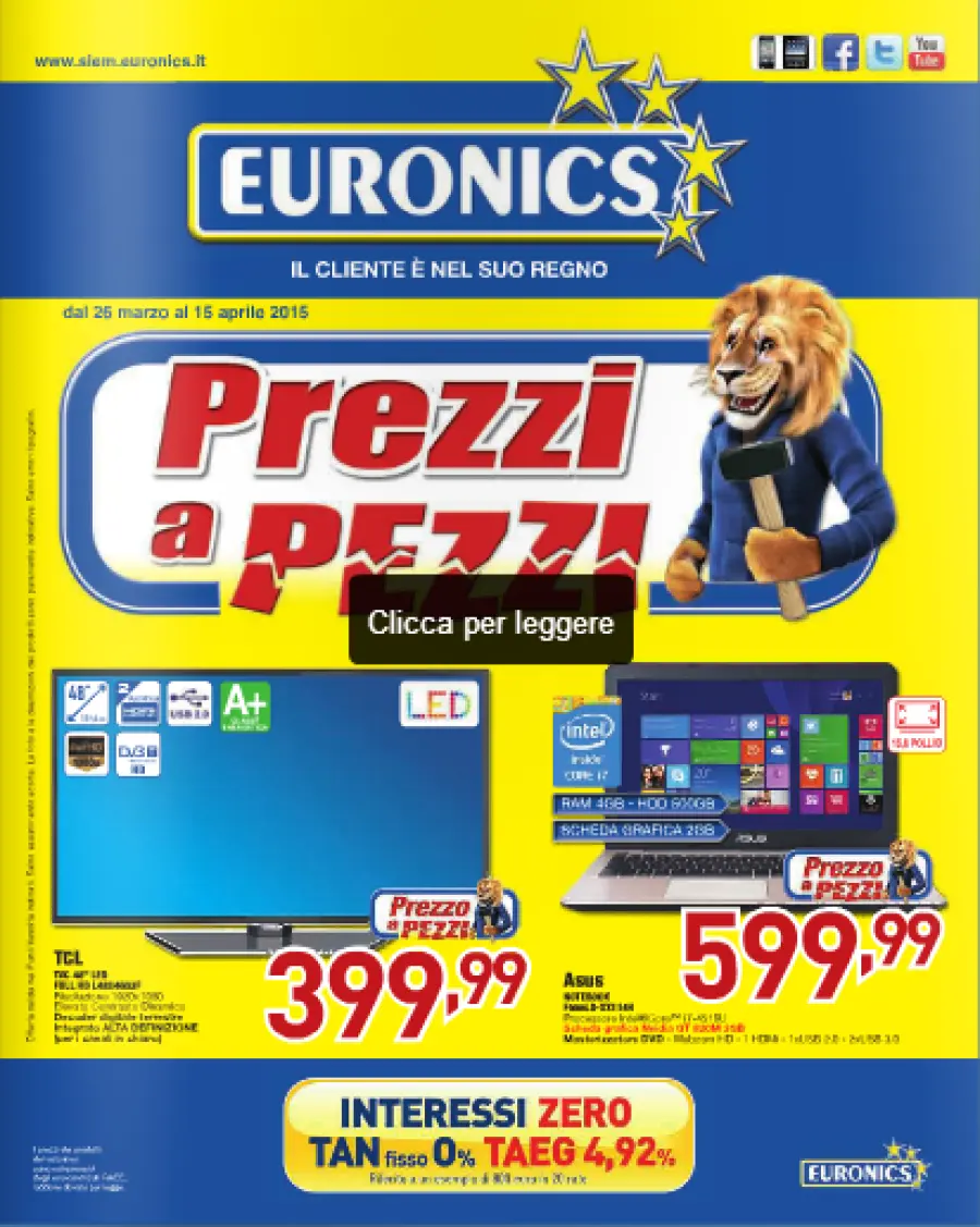 Offerte Volantino Euronics dal 26 marzo al 15 aprile 2015