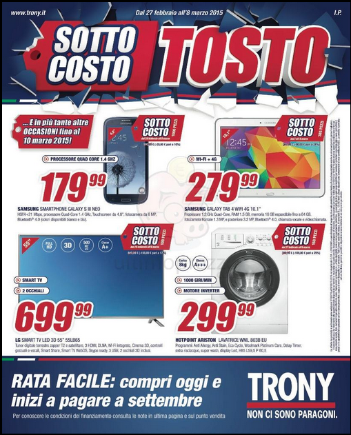 Offerte Volantino Trony dal 27 febbraio all'8 marzo 2015