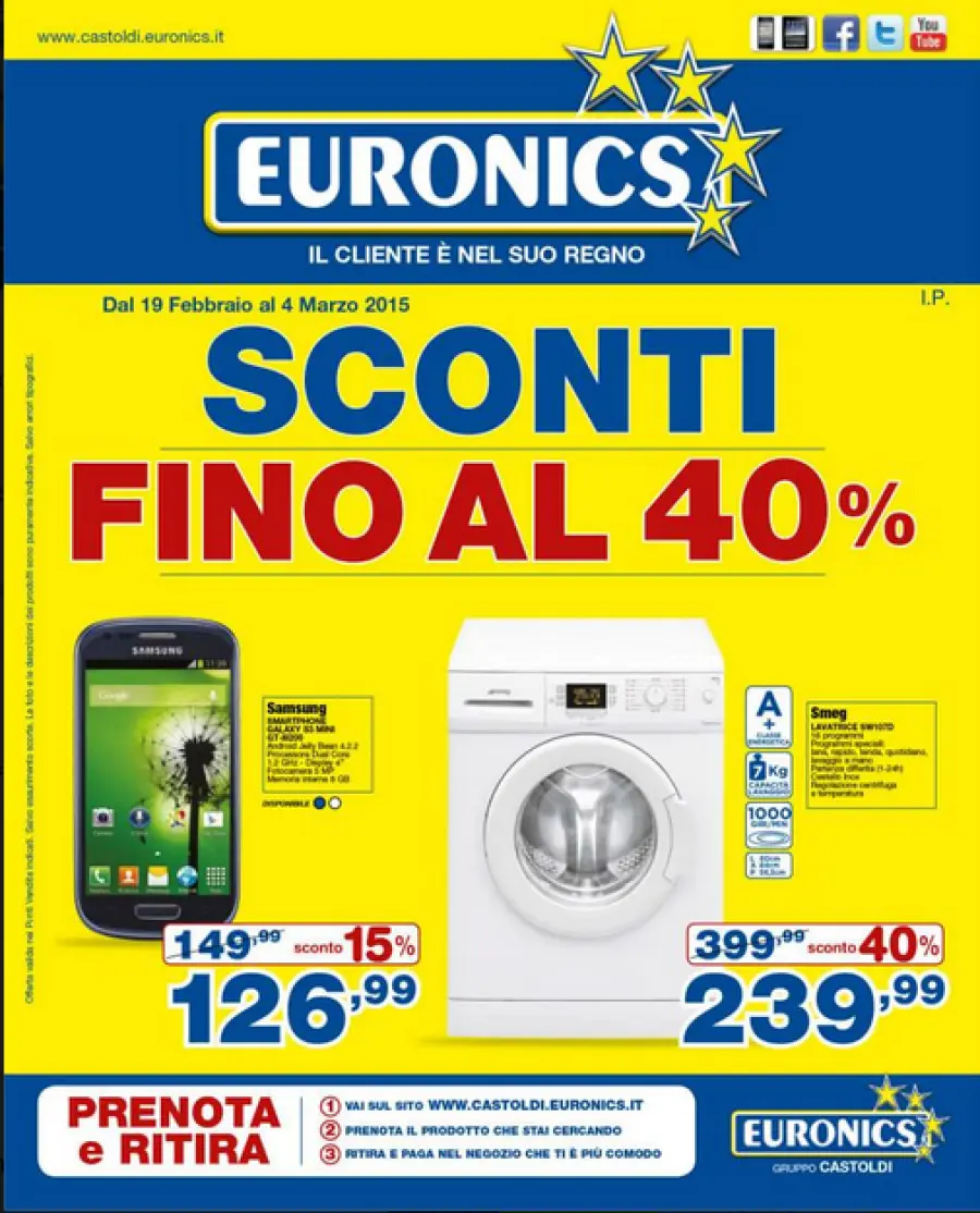 Offerte volantino Euronics valide dal 19 al 4 marzo 2015