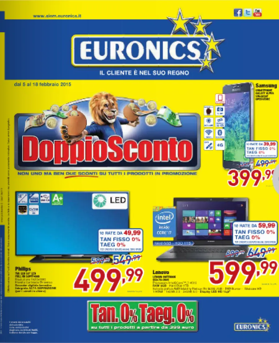 Offerte volantino Euronics valido dal 5 al 18 febbraio 2015