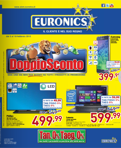 Offerte volantino Euronics valido dal 5 al 18 febbraio 2015