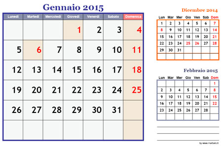 Calendario 2015 da scaricare sul web